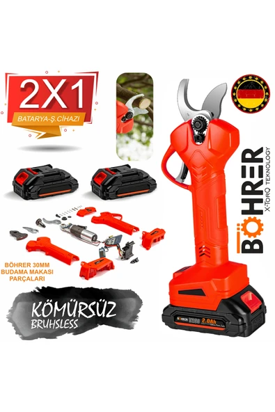 BÖHRER Alman Pro 21v 30mm Lion Akülü Budama Makası ,fırçasız Motor Budama Makinesi ,6-8 Saat Çalışma ürün görseli 1