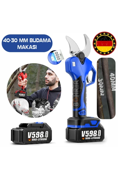 BÖHRER 42 Mm-30 Mm Dijital Göstergeli Iki Kademeli Akülü Budama Makası , Akülü Bağ Makası , V598/f 5 Ah ürün görseli 1