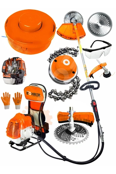 BÖHRER Alman 15 Hp /hsırt Tipi Benzinli Motorlu Ot Tırpanı Çim Biçme Makinesi Tırpan Canavar Başlık Misina ürün görseli 1