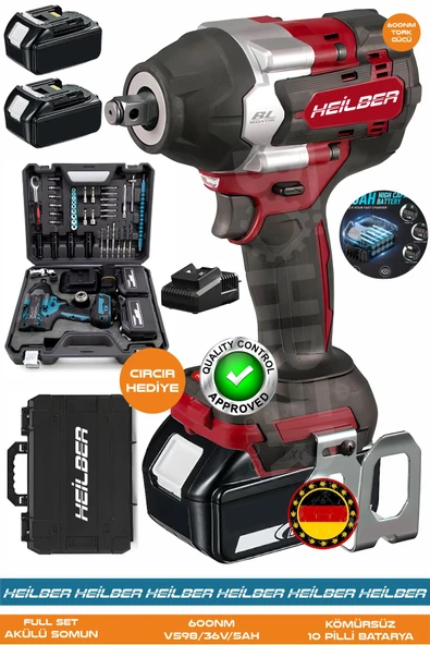 HEİLBER Alman BA01073K Akülü Darbeli Somun Sıkma | 36V 5Ah | 600 Nm Tork – Ergonomik Tasarım – Darbeli Lokma ürün görseli 1