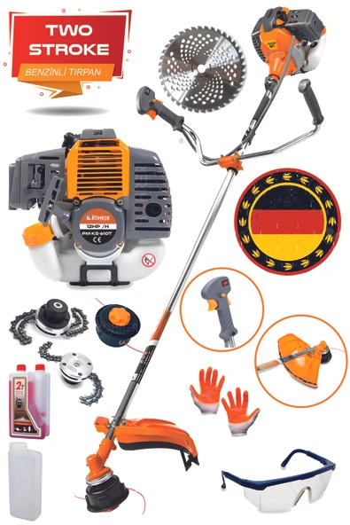 BÖHRER Pross Dark Yellow 3.5 Hp Yan Tipi Benzinli Ot Çalı Çim Biçme Makinesi Tırpanı 2t Yağ Misina ürün görseli 1
