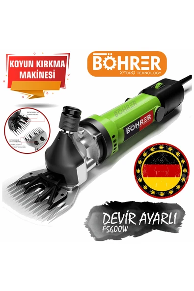 BÖHRER Pross 1350 W 6 Kademeli Koyun Keçi Kırpma Kırkma Bakır Sargılı Elektrikli Koyun Kesme Makası Makine ürün görseli 1