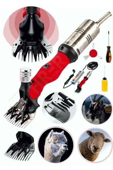 BÖHRER Pross Dark Red Güçlendirilmiş Adaptörlü Yeni Nesil Koyun - Keçi Kırkma Kırpma Makinesi ürün görseli 1