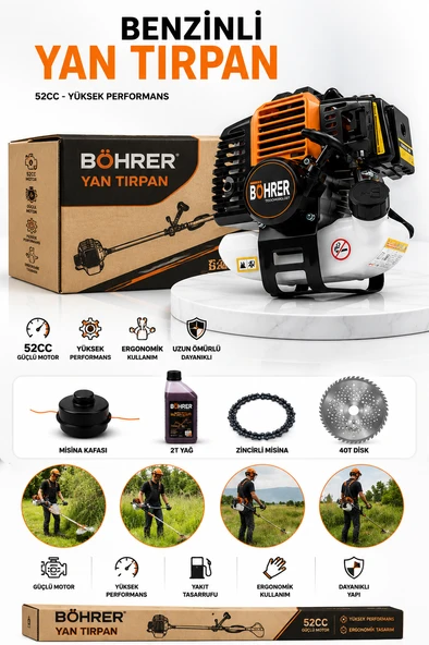 BÖHRER Alman Dark 2 Zamanlı Dark Pro Yan Tipi Benzinli 12 Hp/ H Çim Ot Biçme Kesme Makinesi 2tyağ ürün görseli 1