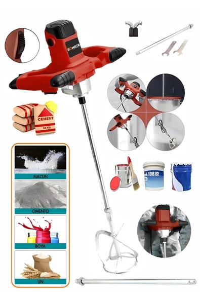 HEİLBER 6800wf Devir Ayarlı 6 Kademeli Red Elektrikli Alçı Boya Ve Harç Karıştırıcı ürün görseli 1