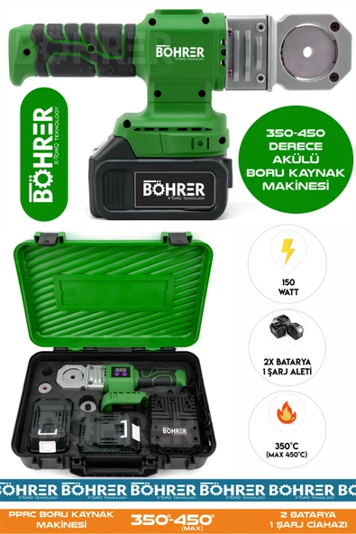 BÖHRER ALMAN PRO PPRC MAX 450 DERECE KOMPLE UÇ APARATLARI DAHİL PLASTİK BORU KAYNAK MAKİNESİ ürün görseli 1