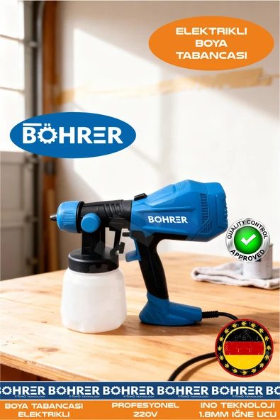 BÖHRER ELEKTRİKLİ BOYA TABANCASI 220V - YÜKSEK BASINÇ İLAÇLAMA BOYA PÜSKÜRTME 1.8MM İĞNE AĞZI ürün görseli 1