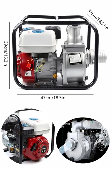 BÖHRER 6.5 Hp Benzinli 50A 2'', Havuz Bahçe Sulama Su Aktarma , Nehir Dere Sulama Makinesi ürün görseli 1
