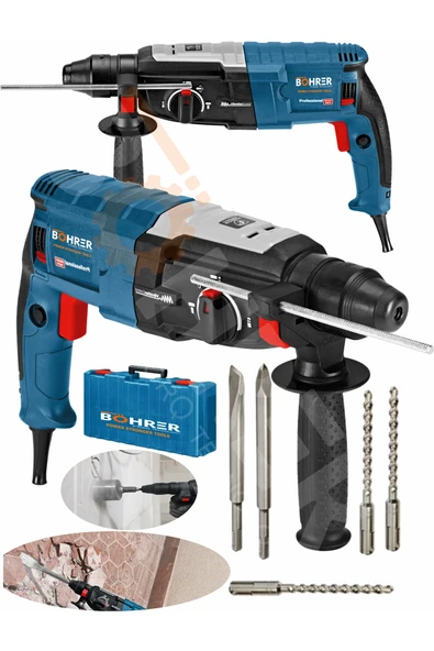 BÖHRER Hummer 2450 Watt Bakır Sargılı 3 Fonksiyon Kırıcı Delici Hilti +5 Adet Uç +Yedek Mandren Hediyeli ürün görseli 1
