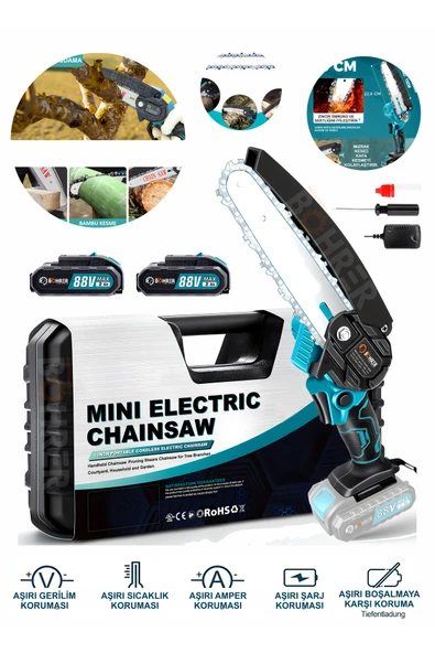 BÖHRER Taşınabilir Blue 10 Cm 4'' Bahçe Ev Ağaç Dalları Portatif 58vf 5ah Akülü Zinciri Budama Testere ürün görseli 1
