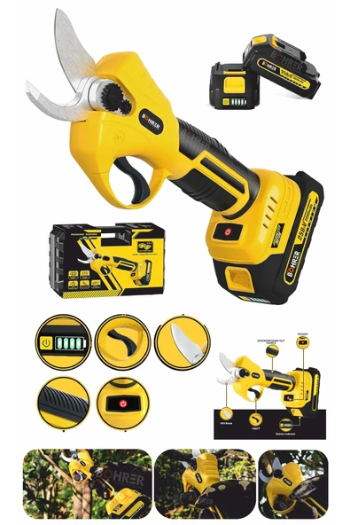 BÖHRER 30MM AKÜLÜ BUDAMA MAKASI , BAHÇE APAÇ DALI BUDAMA MAKİNESİ , SK5 BIÇAK 2 ADET 5000mAh BATARYA ürün görseli 1