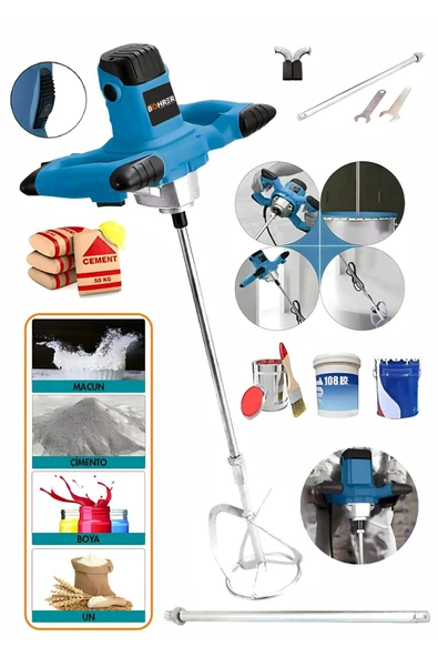 HEİLBER 4800Wf Devir Ayarlı 6 Kademeli Dark Blue Elektrikli Alçı Boya Ve Harç Karıştırıcı ürün görseli 1