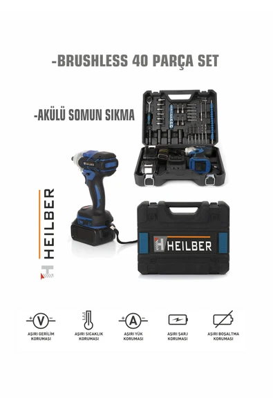 HEİLBER 40 Parça 58vf 5000mah Kömürsüz Akülü Bijon Somun Sökme Makinesi ürün görseli 1