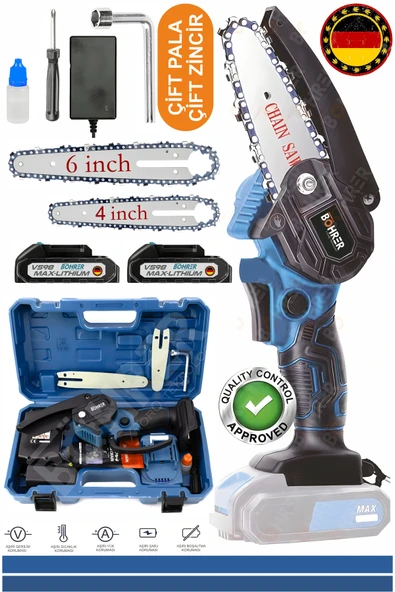 BÖHRER Alman Design 58 V 5 Ah Çift Akülü Plastik Taşıma Çantalı Dal Kesme Budama Testere Bıçkı Makinası ürün görseli 1