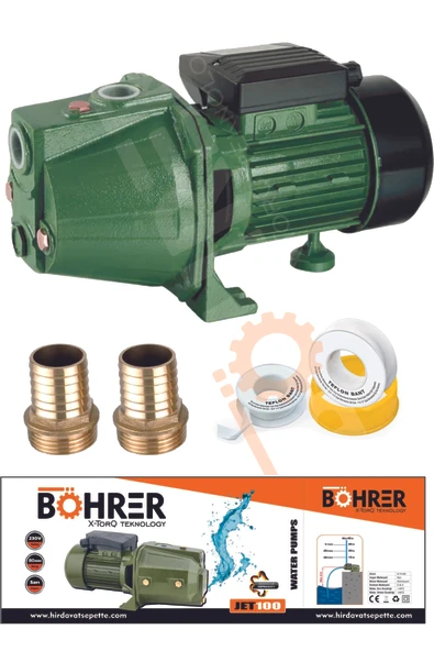 BÖHRER Böhr Jet100 Kendinden Emişli 1 Hp 750 Watt Jet Su Pompası Motoru 9 Metre Emiş - 42 Metre Dik Basar ürün görseli 1