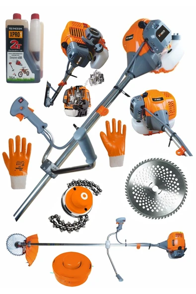 BÖHRER Orange 3.5 Hp Yan Tipi Benzinli Ot Çalı Çim Biçme Makinesi Tırpanı Canavar Başlık Eldicen 2t Yağ ürün görseli 1