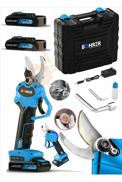 BÖHRER Profesyonel Şarjlı Budama Blue 2x Şarj Edilebilir 58vf 5ah Lityum Pil Ile Ağaç Dalı Budama Makinesi ürün görseli 1