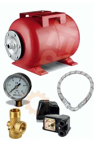 BÖHRER Crw24-i 24 Lt Full Set Yatay Hidrofor Genleşme Tankı - Manometre+durug Şalter+beşyol+50cm Flex ürün görseli 1