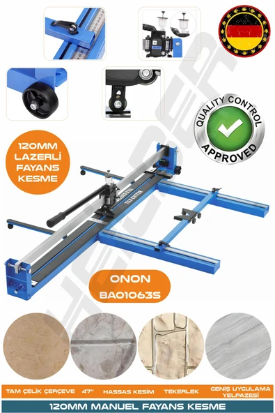 HEİLBER YENİ NESİL BLUE 120CM LAZERLİ YAĞLI ÇİFT SÜRGÜLÜ HASSAS KESİM METRELİ SERAMİK FAYANS GRANİT KESME MA ürün görseli 1