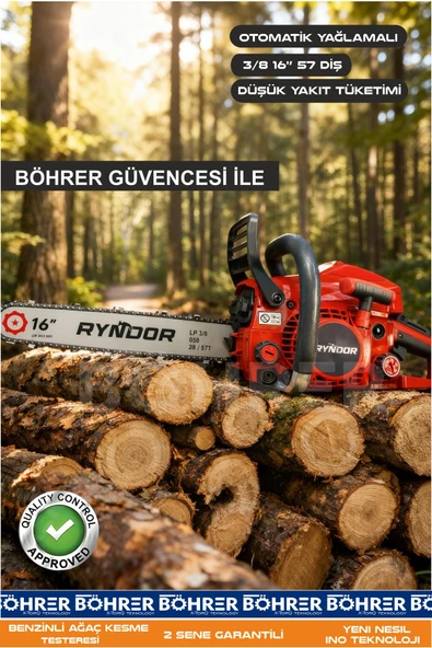 BÖHRER ORJİNAL 2.8 KW OTOMATİK YAĞLI 57 DİŞ 3/8 DÜŞÜK YAKIT BENZİNLİ ZİNCİRLİ HIZAR BIÇKI TESTERE ürün görseli 1