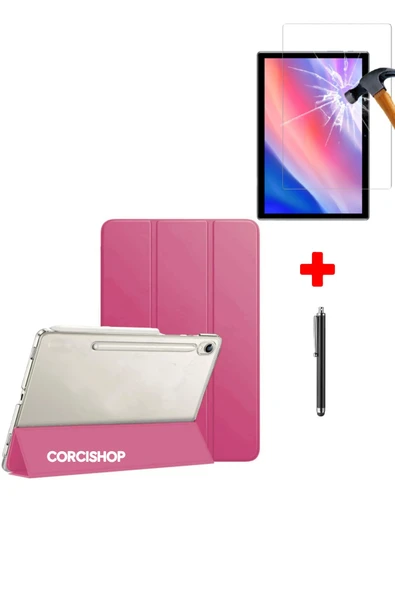 corcishop Samsung Galaxy Tab S7 Fe Lte T730 T735 T737 Kılıf Pu Deri Smart Standlı Case Ekran Koruyucu Set ürün görseli 1