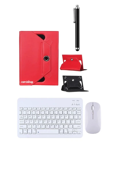 corcishop Hometech Alfa 10TX Pro Uyumlu Universal Standlı Bluetooth Klavye Mouse Set +  Kalem Standlı ürün görseli 1