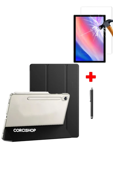 corcishop Samsung Galaxy Tab S9 Plus 12.4 SM-X810 Kılıf Pu Deri Smart Standlı Case Ekran Koruyucu Set ürün görseli 1
