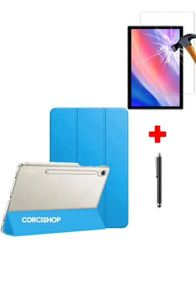corcishop Samsung Galaxy Tab S9 Wi-Fi SM-X710 11İnç  Kılıf Pu Deri Smart Standlı Case Ekran Koruyucu Set ürün görseli 1