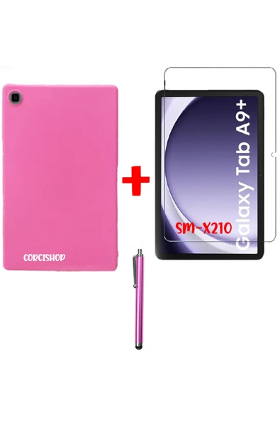 corcishop Samsung Galaxy Tab A9+Plus X210 X215 X217 Silikon Tablet Kılıfı + Nano Ekran Koruyucu + Kalem ürün görseli 1