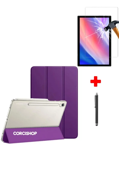 corcishop Samsung Galaxy Tab S10 Plus Sm-x820/s9 Fe Plus 12.4 Inç Standlı Smart Case Kılıf Ekran Koruyucu ürün görseli 1