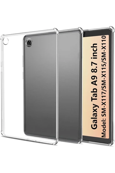 corcishop Samsung Galaxy Tab A9 8.7" SM-X117/SM-X115/SM-X110 Uyumlu Arka Şeffaf Kılıf Kenar Korumalı ürün görseli 1