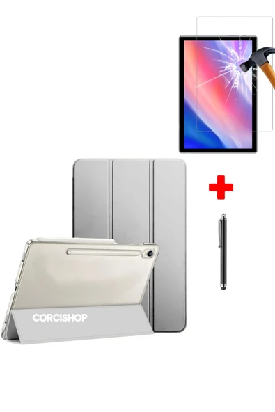 corcishop Samsung Galaxy Tab S7 Fe Lte T730 T735 T737 Kılıf Pu Deri Smart Standlı Case Ekran Koruyucu Set ürün görseli 1