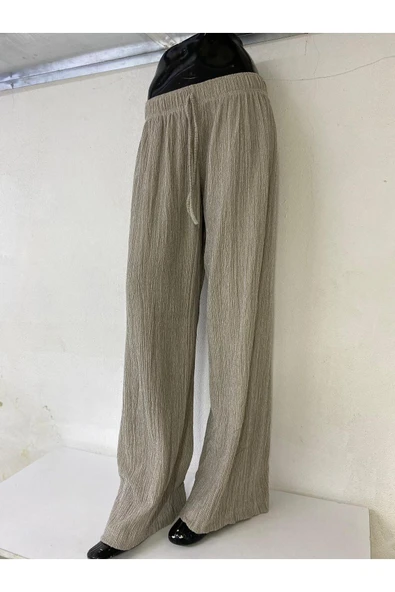 Kadın Beli Lastikli Rahat Kesim Bol Paça Yazlık Pantolon ürün görseli 1