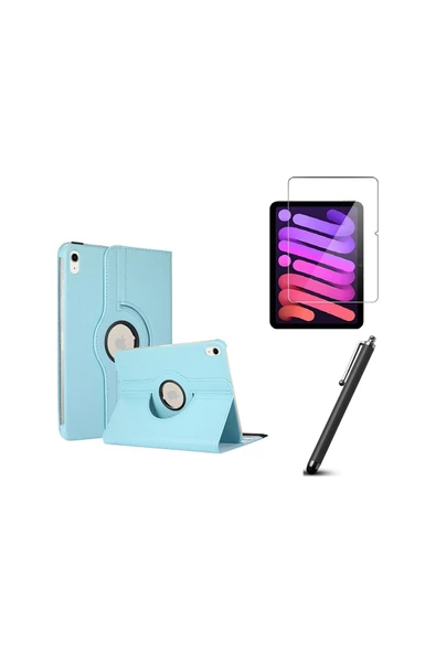corcishop Apple Ipad Mini 7 2024 A17 Pro/mini 6 2021 Uyumlu Kılıf Uyumlu 360° Dönerli Tablet Kılıfı 3lü Set ürün görseli 1