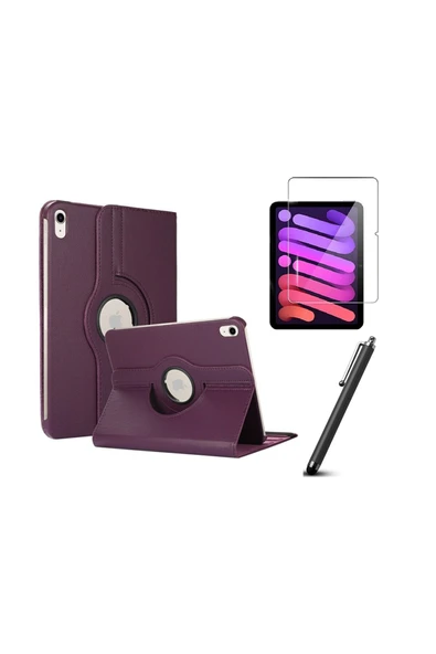 corcishop Apple iPad Mini 6 2021 Kılıf A2567 A2568 A2569 Uyumlu 360° Dönerli Tablet Kılıfı 3lü Set ürün görseli 1