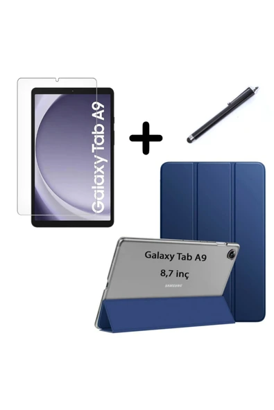 corcishop Samsung Galaxy Tab A9 8.7inç X110 Kılıf SET PU Deri Smart Tablet Kilifi Ekran Koruyucu + Kalem X113 ürün görseli 1
