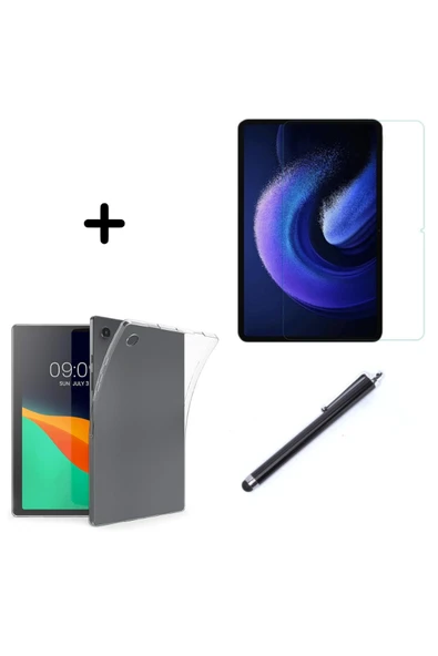 corcishop Galaxy Tab A9 Plus SM-X210 Uyumlu Şeffaf Silikon Tablet Kılıfı Ekran Koruyucu ve Kalem Seti ürün görseli 1