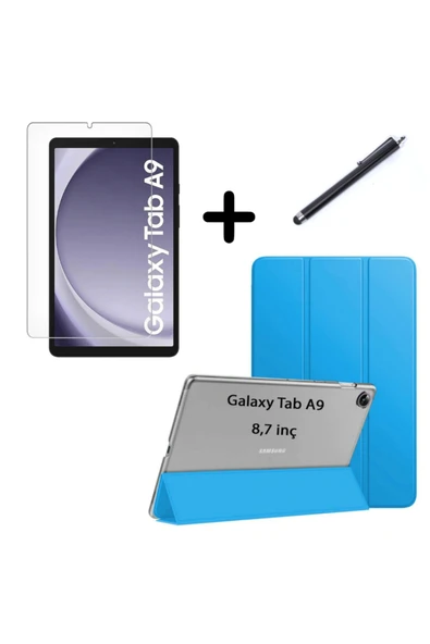 corcishop Samsung Galaxy Tab A9 8.7inç X110 Kılıf SET PU Deri Smart Tablet Kilifi Ekran Koruyucu + Kalem X113 ürün görseli 1