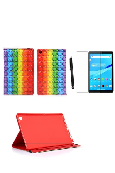 corcishop Lenovo Tab M8 Tb-8505f Tb-8505x Tb-8505ı 8.0 Inch Kabartma Resimli Kılıf + Ekran Koruyucu + Kalem ürün görseli 1