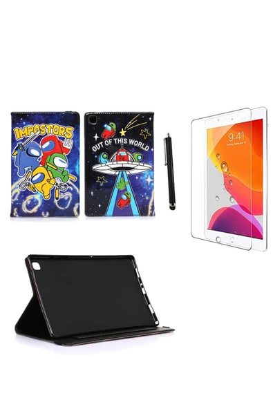 corcishop Apple Ipad Mini 4 Kılıf A1538 A1550 Kılıf Kabartma Resimli Kılıf + Ekran Koruyucu + Kalem ürün görseli 1