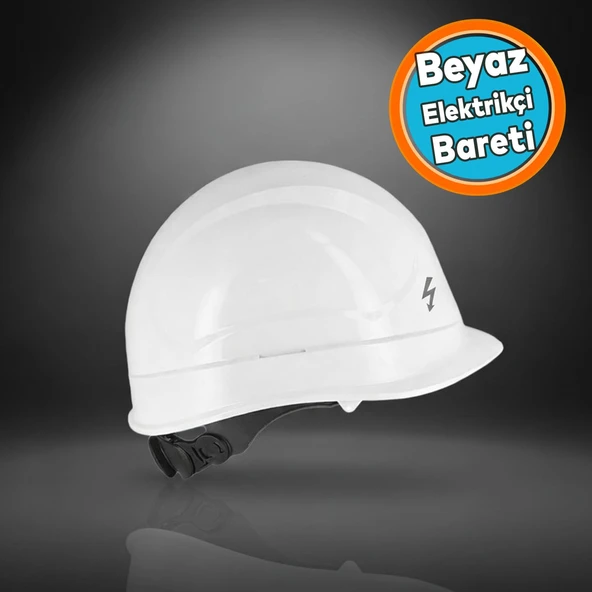 Beyaz Elektrikçi Bareti Baş Koruyucu Baret  En 397:2012+A1:2012 Standartlara Uygun Kayışlı Ter Bezli ürün görseli 1