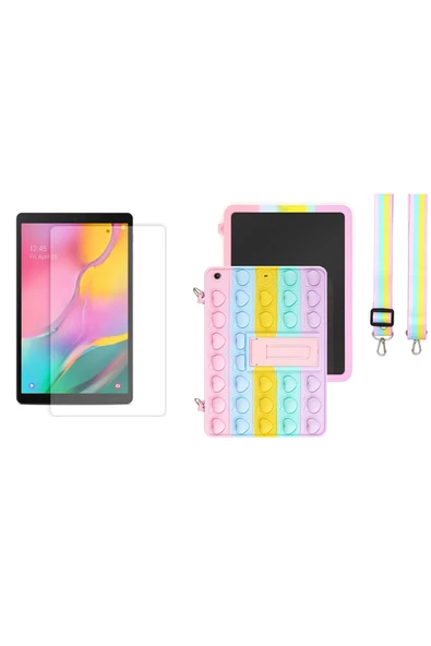 corcishop Samsung Galaxy Tab S6 UyumluLite P610 P615 P617 Popit Standlı Askılı Renkli Gökkuşağı+ekran Koruyucu ürün görseli 1