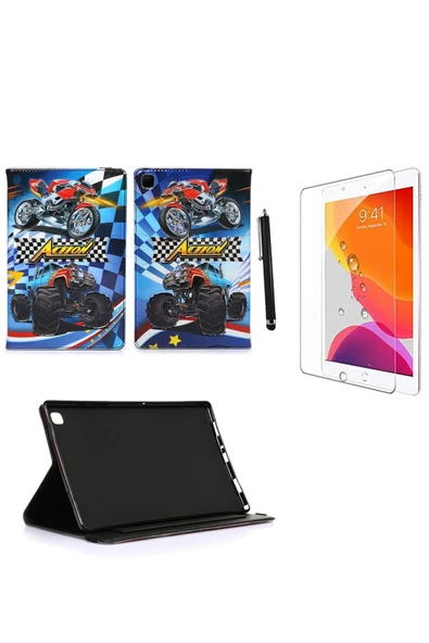 corcishop Apple Ipad 9.7" Air A1474 / A1475 / A1476 Kılıf Kabartma Resimli Kılıf + Ekran Koruyucu + Kalem ürün görseli 1
