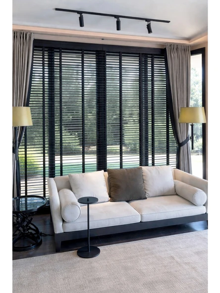 N.Luxury Antrasit 50mm %100 Gerçek Ahşap Jaluzi Perde Redüktörlü Zincir Mekanizmalı Ofis/Ev Tüm Mekanlar120 x 200Antrasit ürün görseli 1