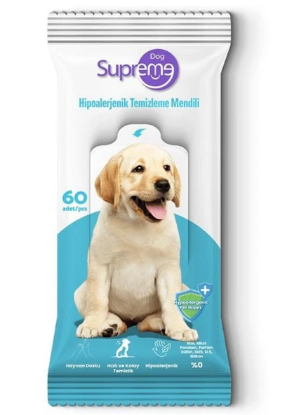 Supreme Hypoalergenic Köpek Temizleme Mendili 60 Adet 3'lü Paket ürün görseli 1