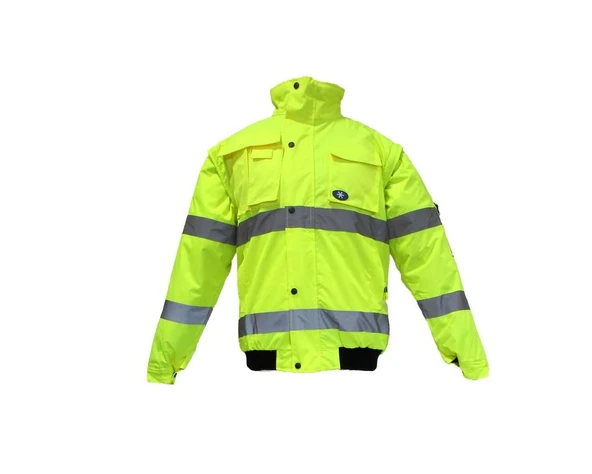 JUNIOR JN1021/P Waterproof Fosforlu Kolu Çıkmalı Polarlı Pilot Mont Sarı XL beden ürün görseli 1