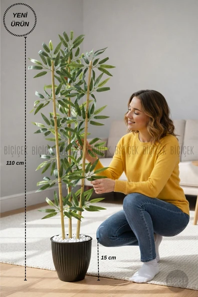 BİÇİÇEK BAMBU AĞACI 110 CM 3 GÖVDELİ ürün görseli 1