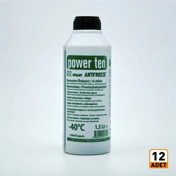 POWERTEN yeşil antifriz organik -40 derece  1,5 litre  12 adet  2026 ürün görseli 1