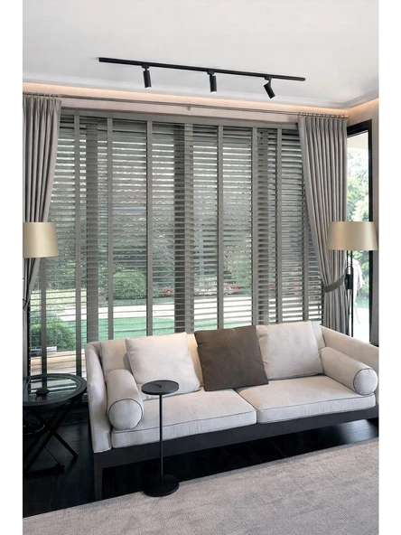 N.Luxury Kül Gri 50mm %100 Gerçek Ahşap Jaluzi Perde Redüktörlü Zincir Mekanizmalı Ofis/Ev Tüm Mekanlar80 x 140Kül Gri ürün görseli 1