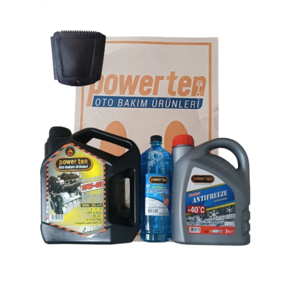 POWERTEN 15W40 + 4 LT MOTOR YAĞI + -20 CAM SUYU + 3 LT KIRMIZI ANTİFİRİZ 2026 ürün görseli 1